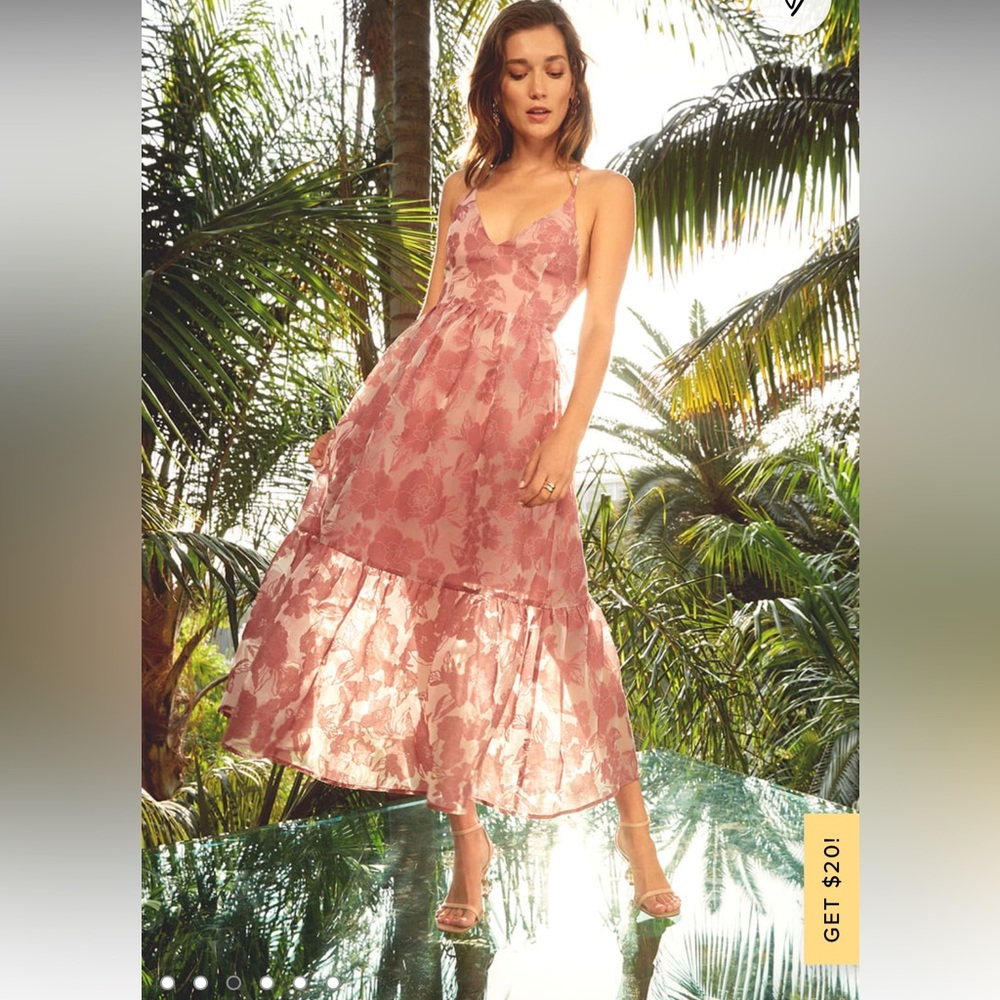 Lulu’s Rose Jacquard Lace Up Dress. Size Medium - Picture 4 of 4